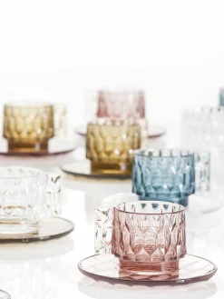 Clearance Kartell Tasses à café avec sous-tasses et surface texturée Jellies, 4 pièces Beige clair
