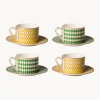Clearance Pols Potten Tasses à café avec sous-tasses Chess, 4 élém.