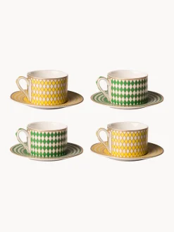 Clearance Pols Potten Tasses à café avec sous-tasses Chess, 4 élém.