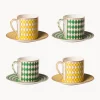 New Pols Potten Tasses à expresso avec sous-tasses Chess, 4 élém.