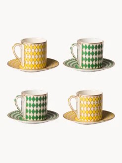 New Pols Potten Tasses à expresso avec sous-tasses Chess, 4 élém.