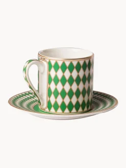 New Pols Potten Tasses à expresso avec sous-tasses Chess, 4 élém.
