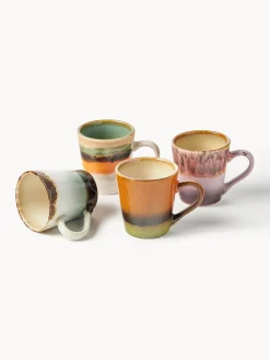 Fashion HKLIVING Tasses à expresso en céramique émaillée peinte à la main 70's, 4 élém.