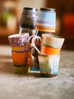 Online HKLIVING Tasses à expresso en céramique émaillée peinte à la main 70's , 4 élém.