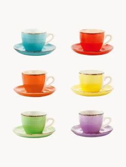 Best Villa D'Este Home Tivoli Tasses à expresso peintes à la main avec sous-tasses Baita, 6 élém. Multicolore