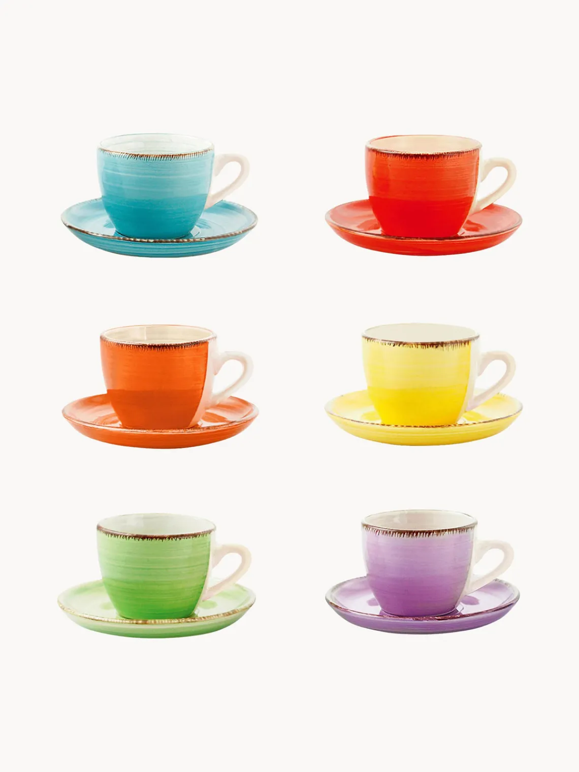 Best Villa D'Este Home Tivoli Tasses à expresso peintes à la main avec sous-tasses Baita, 6 élém. Multicolore