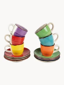 Best Villa D'Este Home Tivoli Tasses à expresso peintes à la main avec sous-tasses Baita, 6 élém. Multicolore