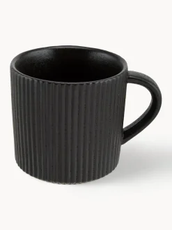 Clearance Bloomingville Tasses à surface striée mate Neri, 2 pièces
