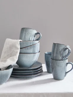 Clearance Broste Copenhagen Tasses à thé artisanales Nordic Sea, 250 ml, 6 pièces Gris-bleu, chiné