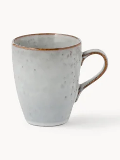 Clearance Broste Copenhagen Tasses à thé artisanales Nordic Sand, 400 ml, 6 pièces Gris clair, chiné