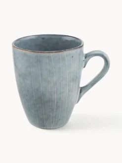 Online Broste Copenhagen Tasses à thé artisanales Nordic Sea, 400 ml, 6 pièces Gris-bleu, chiné