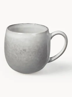 Fashion Broste Copenhagen Tasses à thé XL artisanales Nordic Sand, 2 pièces Gris clair, chiné