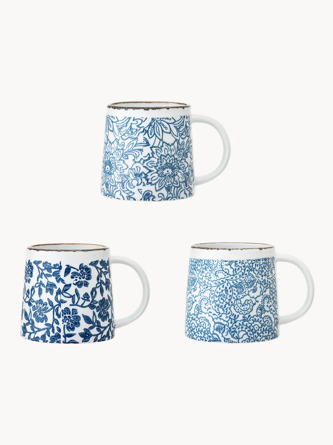 Discount Bloomingville Tasses artisanales avec motif floral Molly, 3 élém.