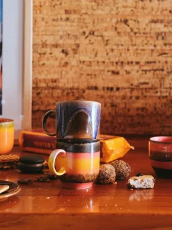 Online HKLIVING Tasses artisanales en céramique 70's, 4 élém. Multicolore
