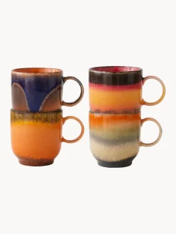 Online HKLIVING Tasses artisanales en céramique 70's, 4 élém. Multicolore