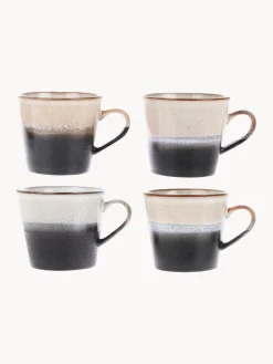 Fashion HKLIVING Tasses artisanales 70's, 4 pièces Tons beiges et noirs