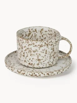 Fashion Olsson & Jensen Tasses avec sous-tasses avec émail réactif Salt, 6 pièces