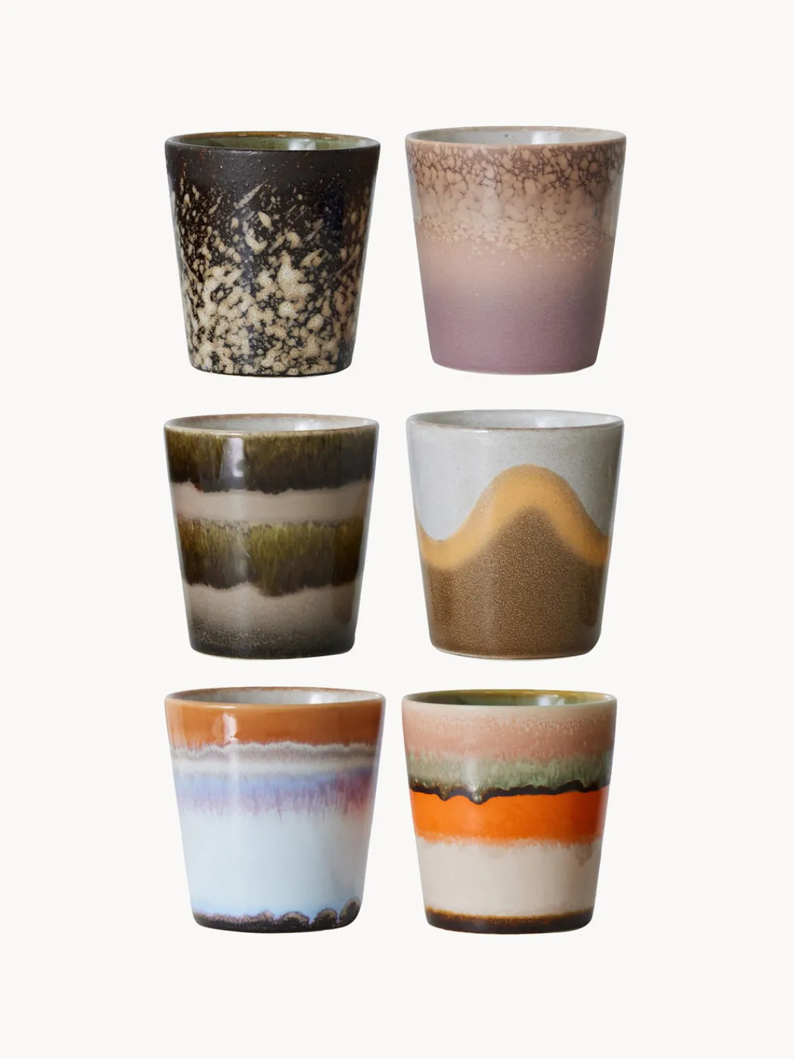 Online HKLIVING Tasses en céramique émaillée peinte à la main 70s Ceramic, 6 élém. Design 2