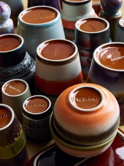 Discount HKLIVING Tasses en céramique émaillée peinte à la main 70's, 4 élém. Multicolore