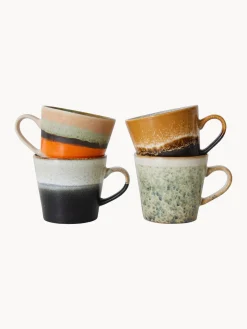 Discount HKLIVING Tasses en céramique émaillée peinte à la main 70's, 4 élém. Multicolore