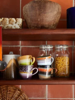 Online HKLIVING Tasses en céramique émaillée peinte à la main 70's, 4 élém. Multicolore
