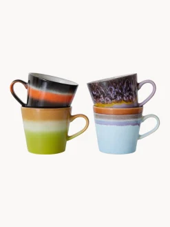Online HKLIVING Tasses en céramique émaillée peinte à la main 70's, 4 élém. Multicolore