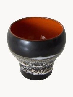 Best HKLIVING Tasses faites à la main en grès 70's, 2 élém. Blanc, noir, brun clair orange