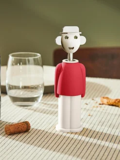 Hot ALESSI Tire-bouchon Alessandro M. Rouge, blanc cassé, argenté
