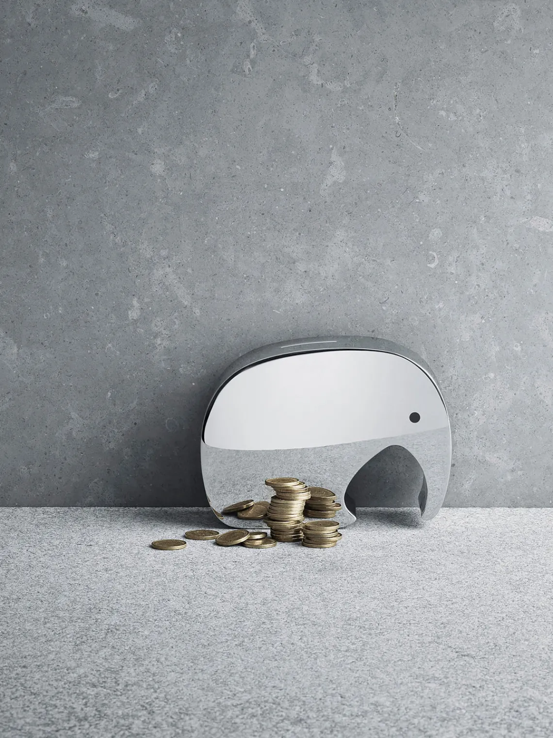 Fashion GEORG JENSEN Tirelire en acier inoxydable Moneyphant Argenté, polissage haute brillance