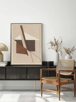 Sale Agave Toile encadrée peinte à la main Brown Shapes