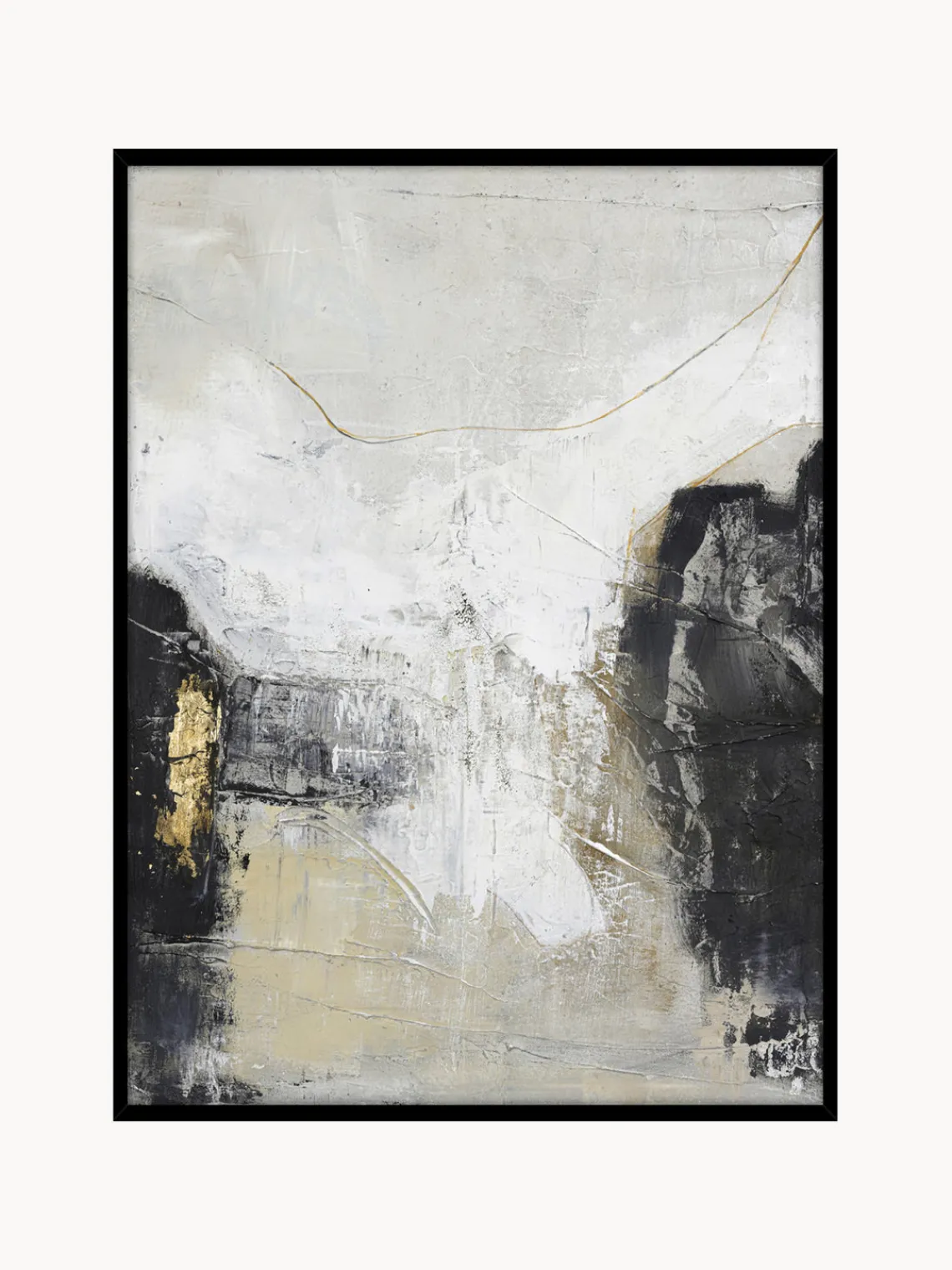 New Malerifabrikken Toile peinte à la main encadrée White Noir