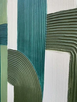 Online Agave Toile peinte à la main Green Lines