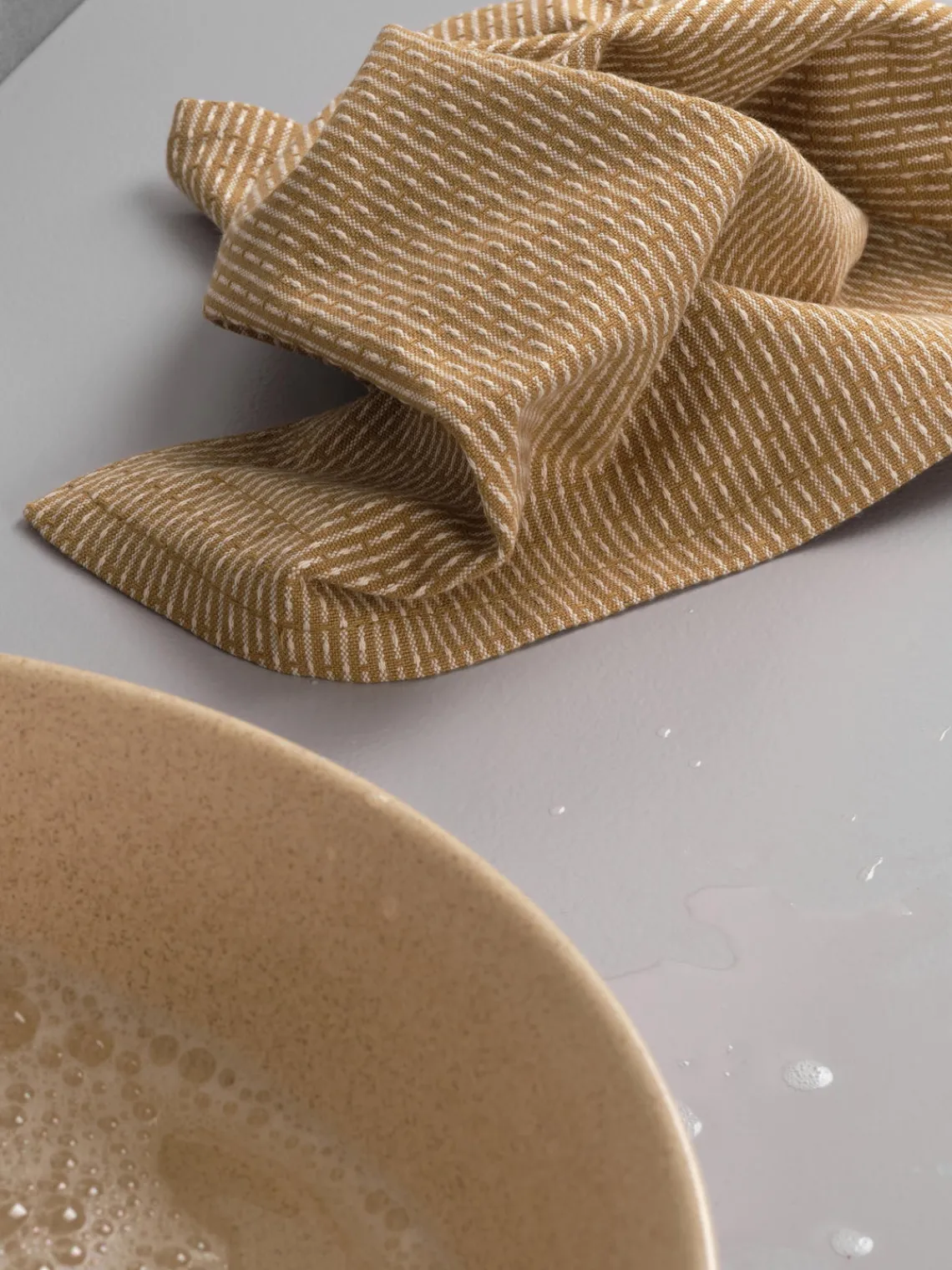 Discount The Organic Company Torchon en coton bio Joseph Beige, blanc