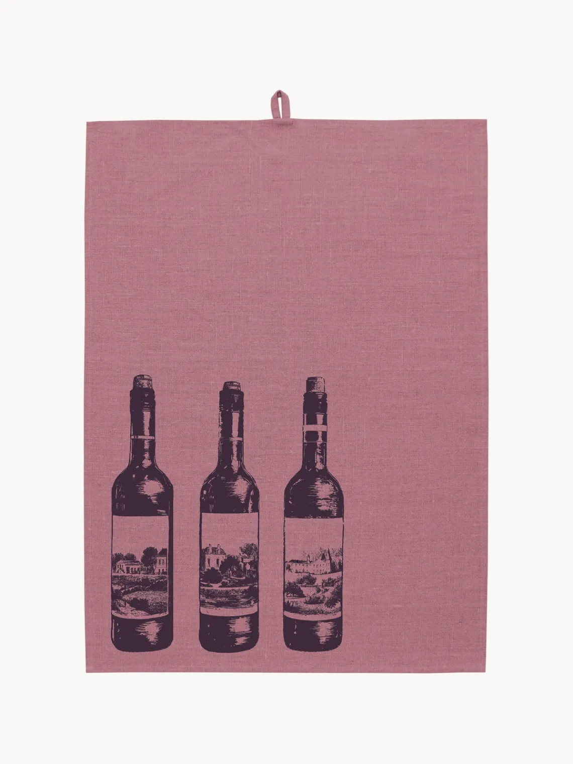 Sale Frohstoff Torchon en lin sérigraphié à la main Bouteilles de Vin