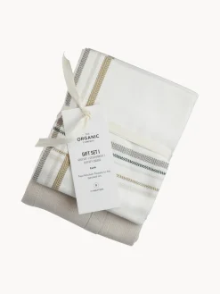 Best The Organic Company Torchons en coton bio Gift, 2 élém. Beige clair, blanc, damier