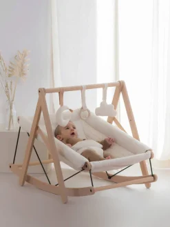 Outlet Nobodinoz Transat bébé en hêtre Growing Green Bois de hêtre, blanc crème, chiné