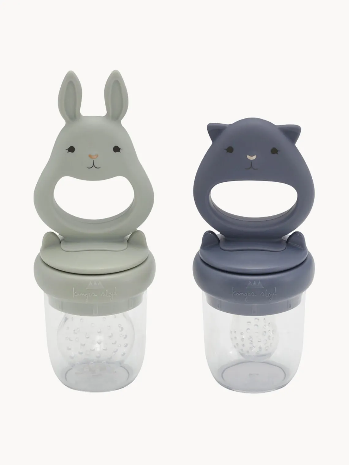 Best Konges Slojd Tétines grignoteuses Bunny, 2 élém. Gris clair, gris-bleu