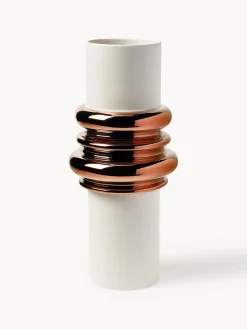Sale Driade Vase design en céramique Ordini, haut. 45 cm Blanc cassé, tons cuivre