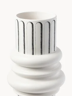 New Driade Vase design en céramique Ordini, haut. 45 cm Blanc cassé, noir