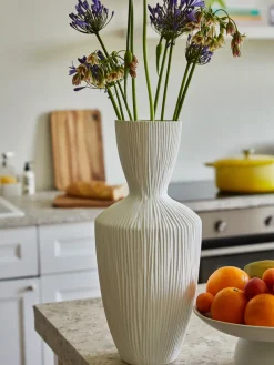 Clearance Bizzotto Vase design en céramique Striped, haut. 47 cm