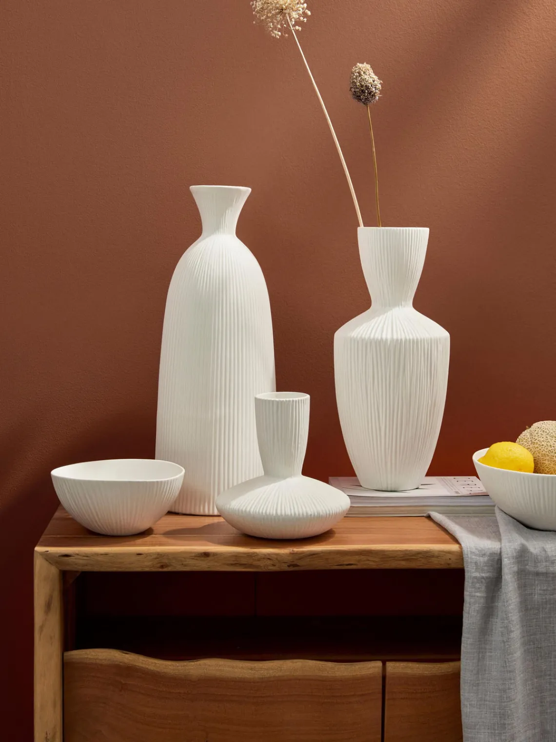 Fashion Bizzotto Vase design en céramique Striped, haut. 57 cm
