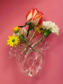 Discount SELETTI Vase design en verre Love in Bloom, haut. 24 cm