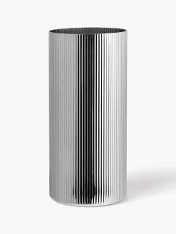 Fashion GEORG JENSEN Vase en acier inoxydable strié Bernadotte, haut. 26 cm