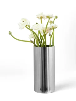 Fashion GEORG JENSEN Vase en acier inoxydable strié Bernadotte, haut. 26 cm