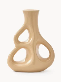 Clearance Pols Potten Vase en céramique fait main Three Ears, haut. 21 cm Beige