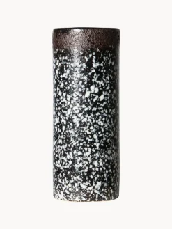 Best HKLIVING Vase en céramique émaillée peinte à la main 70's, haut. 19 cm Noir, blanc