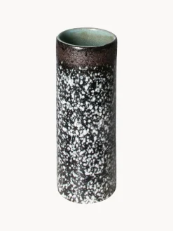 Best HKLIVING Vase en céramique émaillée peinte à la main 70's, haut. 19 cm Noir, blanc