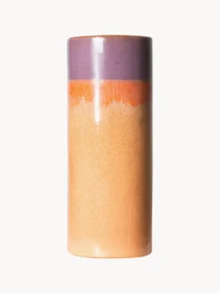 Sale HKLIVING Vase en céramique émaillée peinte à la main 70's, haut. 19 cm Orange, lilas
