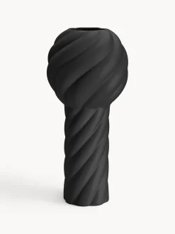 Hot Cooee Design Vase en céramique peint à la main Twist Pillar, haut. 34 cm Noir