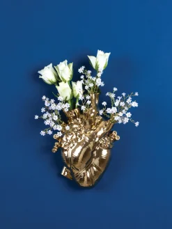 Online SELETTI Vase en porcelaine design Love in Bloom, haut. 25 cm Doré